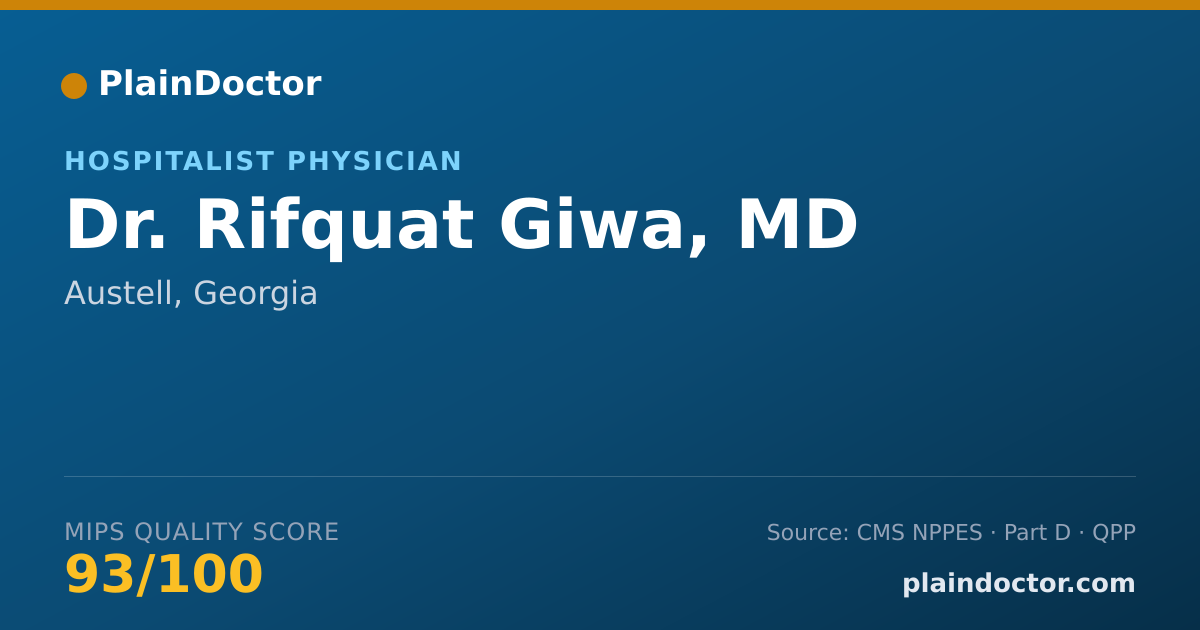 Shareable card for Rifquat Giwa, MD - Hospitalist Physician, Austell, GA