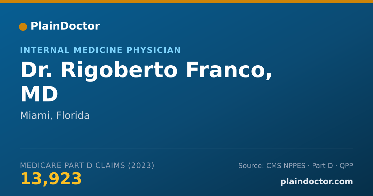 Shareable card for Rigoberto Franco, MD - Internal Medicine Physician, Miami, FL