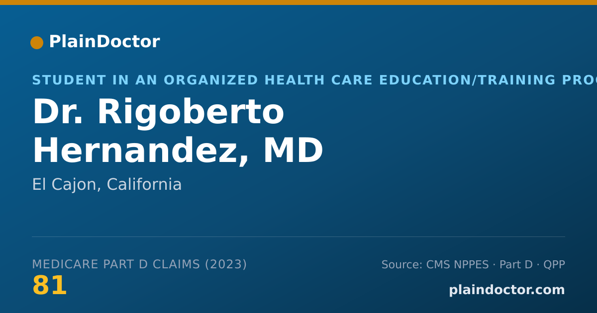 Shareable card for Rigoberto Hernandez, MD - Student in an Organized Health Care Education/Training Program, El Cajon, CA