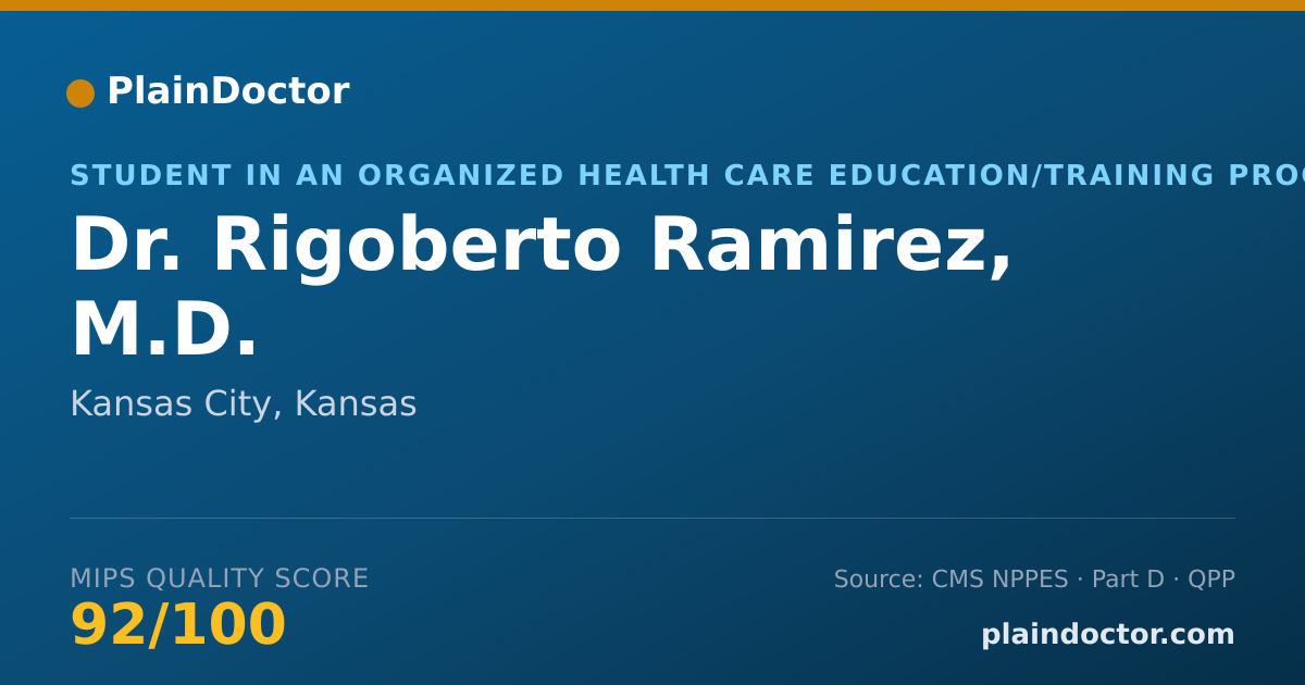 Shareable card for Rigoberto Ramirez, M.D. - Student in an Organized Health Care Education/Training Program, Kansas City, KS