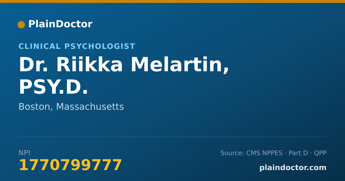 Shareable card for Riikka Melartin, PSY.D. - Clinical Psychologist, Boston, MA