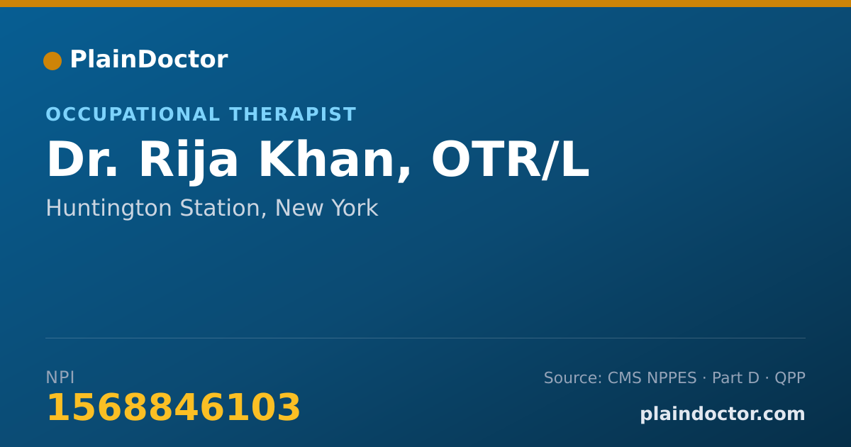 Shareable card for Rija Khan, OTR/L - Occupational Therapist, Huntington Station, NY