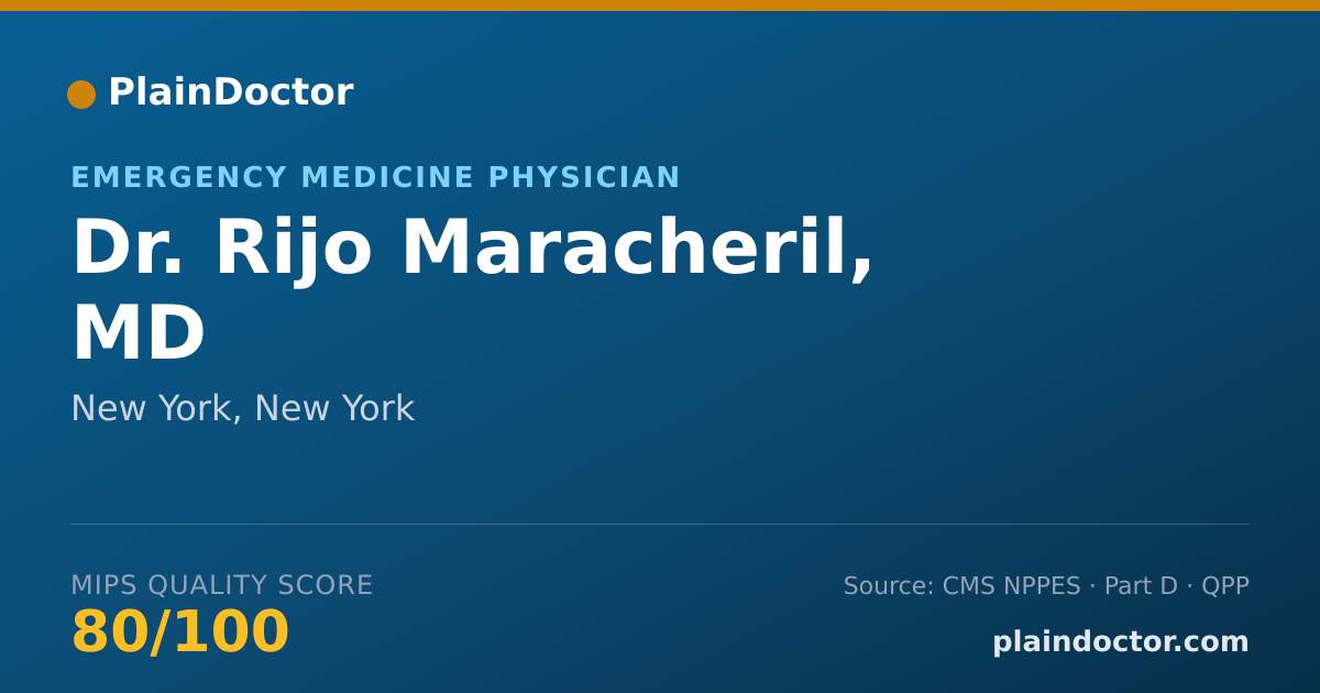 Shareable card for Rijo Maracheril, MD - Emergency Medicine Physician, New York, NY