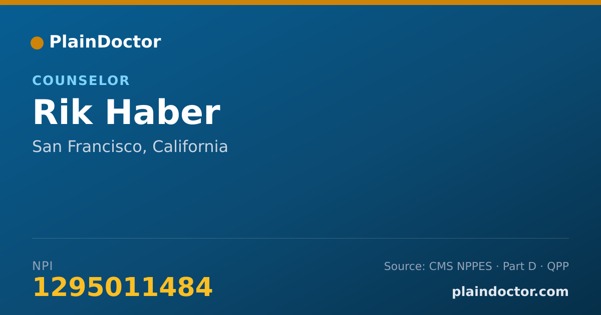 Shareable card for Rik Haber - Counselor, San Francisco, CA