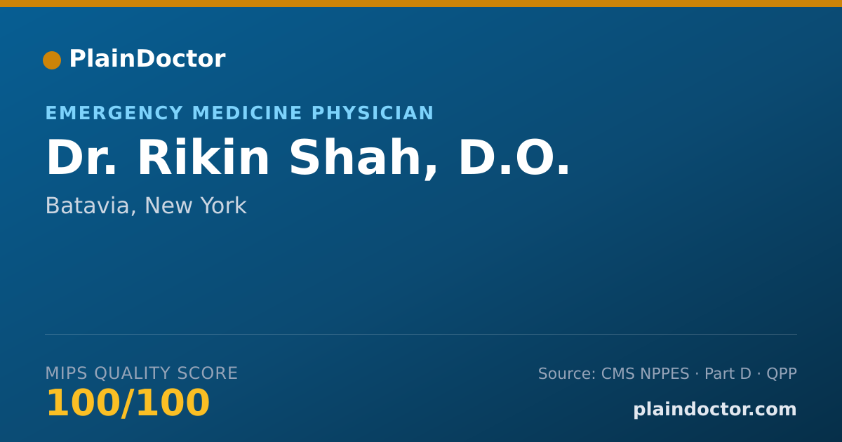 Shareable card for Rikin Shah, D.O. - Emergency Medicine Physician, Batavia, NY