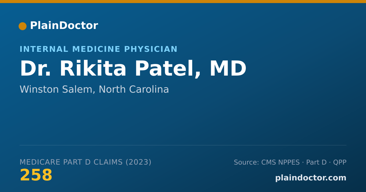 Shareable card for Rikita Patel, MD - Internal Medicine Physician, Winston Salem, NC