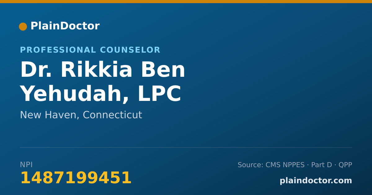Shareable card for Rikkia Ben Yehudah, LPC - Professional Counselor, New Haven, CT