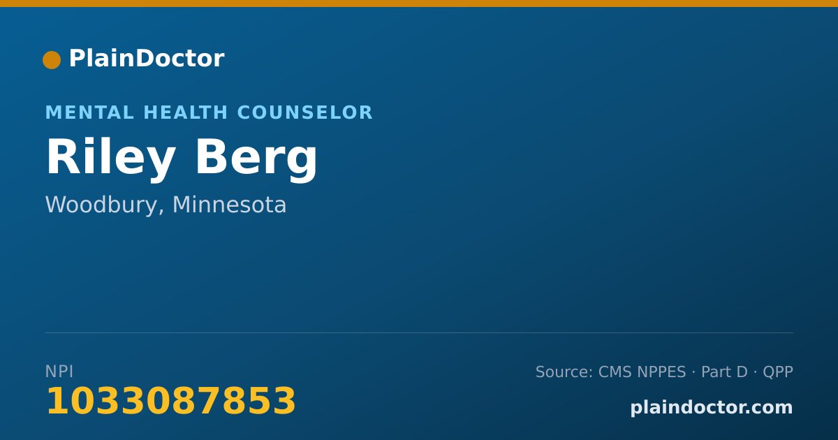Shareable card for Riley Berg - Mental Health Counselor, Woodbury, MN