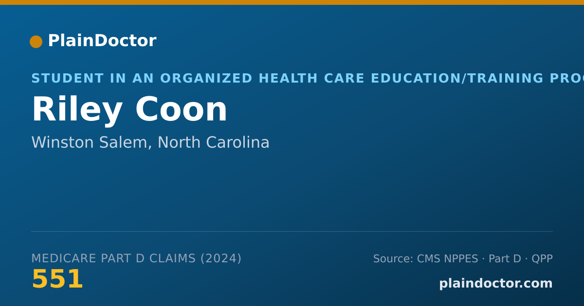 Shareable card for Riley Coon - Student in an Organized Health Care Education/Training Program, Winston Salem, NC