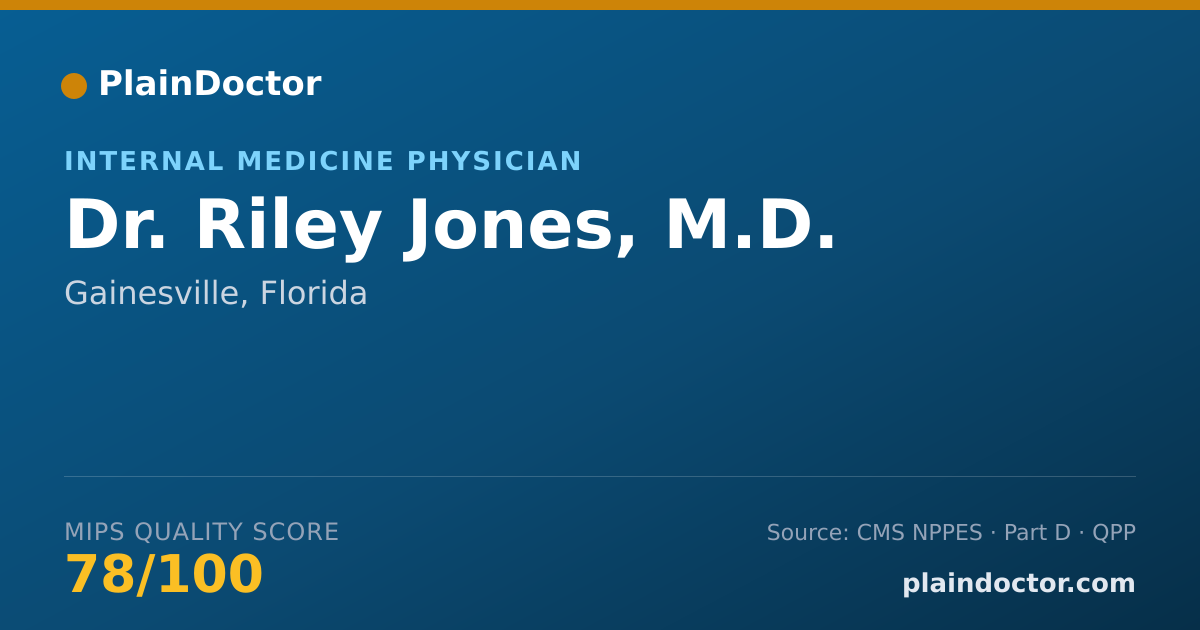 Shareable card for Riley Jones, M.D. - Internal Medicine Physician, Gainesville, FL