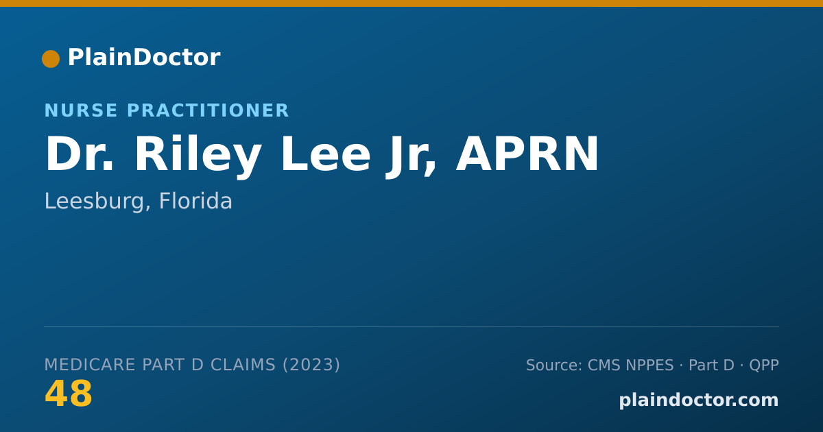 Shareable card for Riley Lee Jr, APRN - Nurse Practitioner, Leesburg, FL