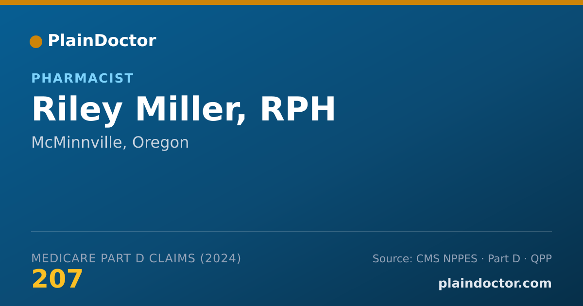 Shareable card for Riley Miller, RPH - Pharmacist Clinician (PhC)/ Clinical Pharmacy Specialist, McMinnville, OR