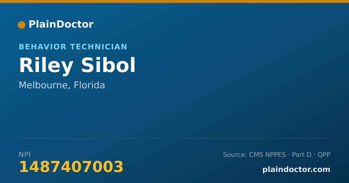 Shareable card for Riley Sibol - Behavior Technician, Melbourne, FL