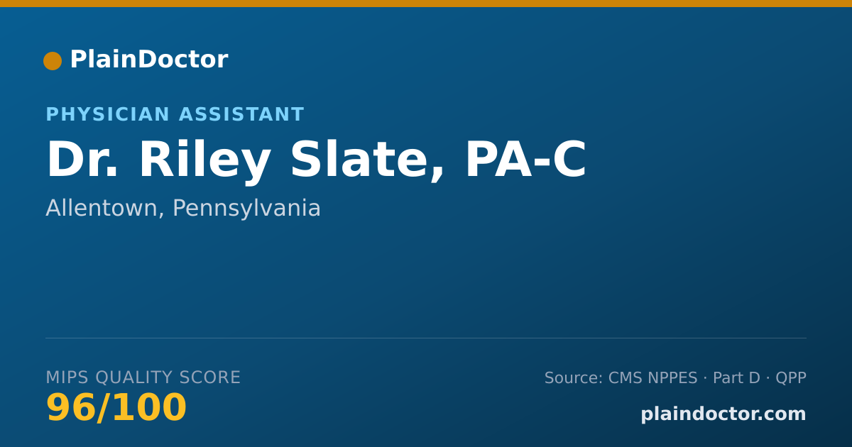 Shareable card for Riley Slate, PA-C - Physician Assistant, Allentown, PA