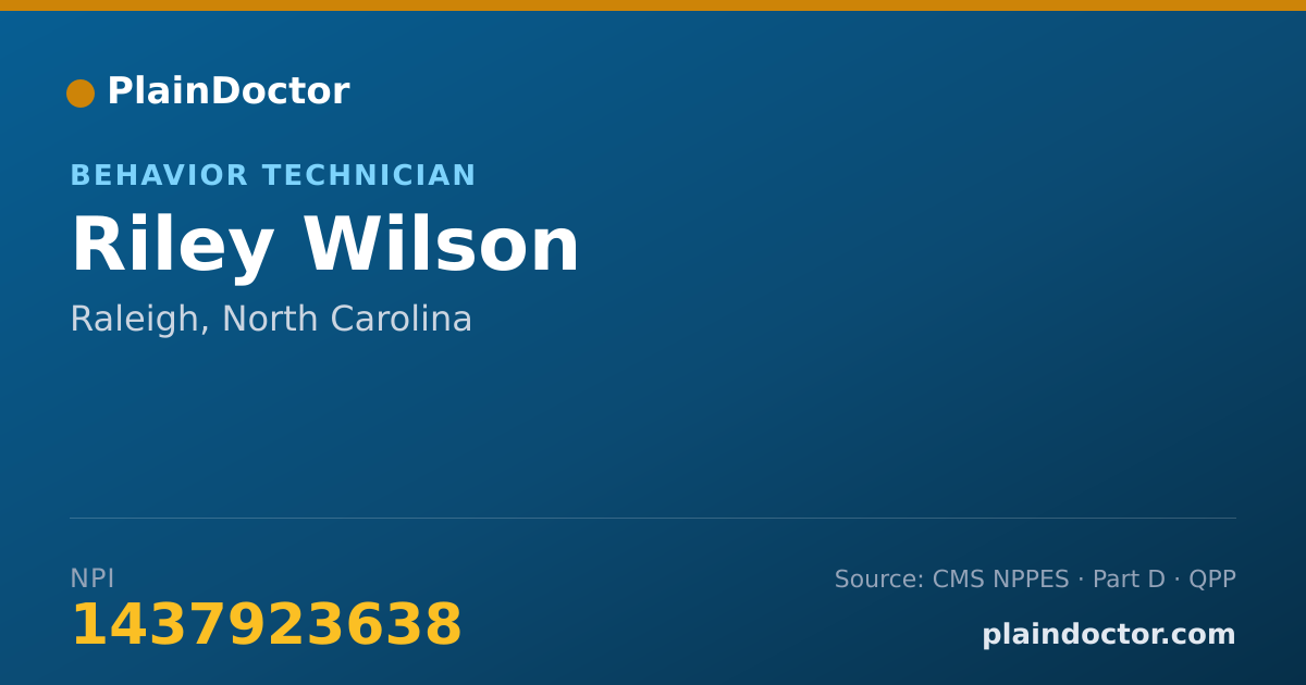 Shareable card for Riley Wilson - Behavior Technician, Raleigh, NC