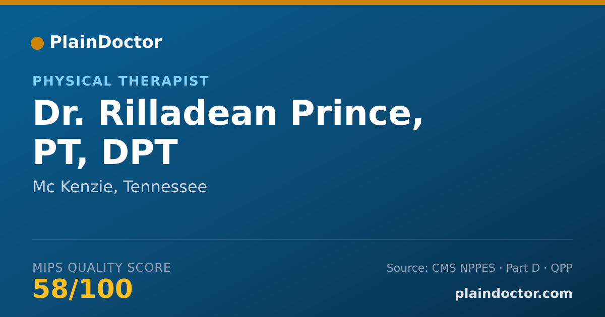 Shareable card for Rilladean Prince, PT, DPT - Physical Therapist, Mc Kenzie, TN