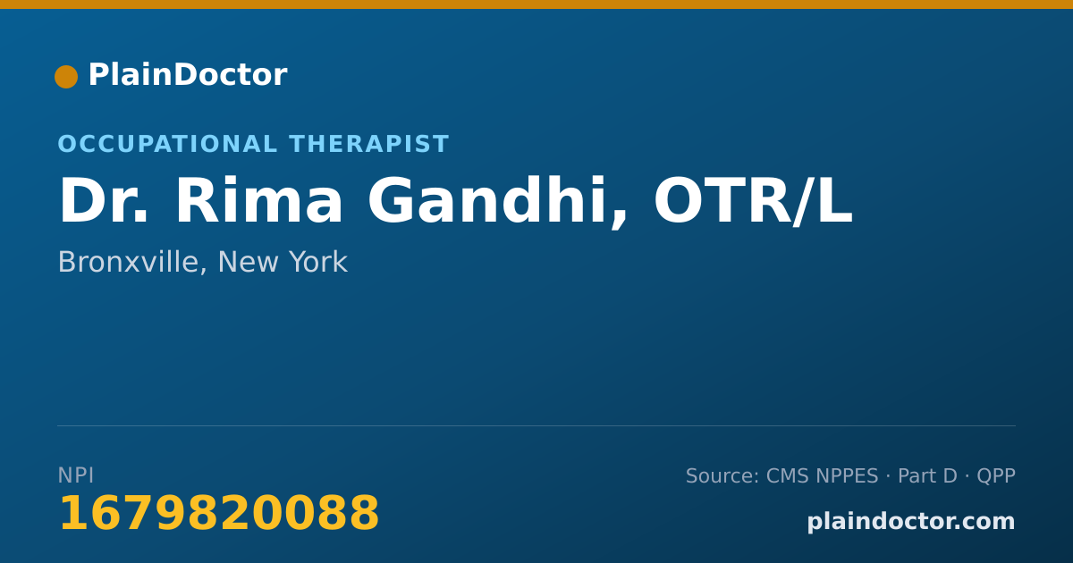 Shareable card for Rima Gandhi, OTR/L - Occupational Therapist, Bronxville, NY