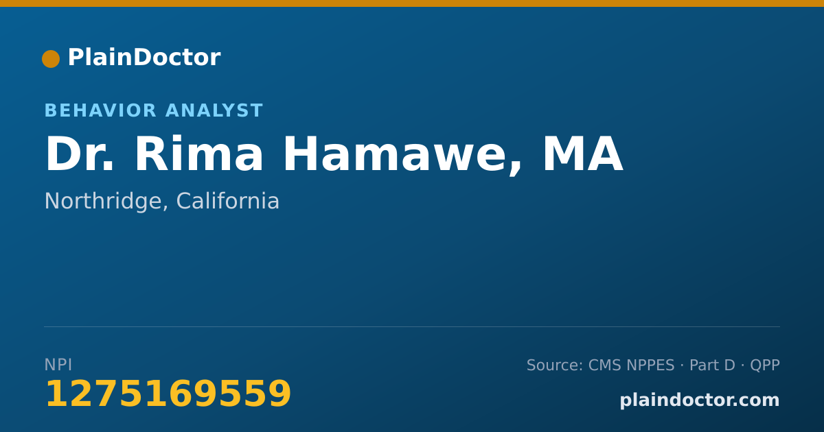 Shareable card for Rima Hamawe, MA - Behavior Analyst, Northridge, CA