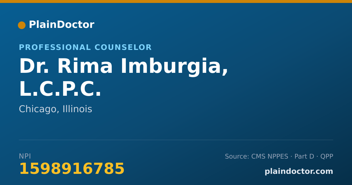Shareable card for Rima Imburgia, L.C.P.C. - Professional Counselor, Chicago, IL
