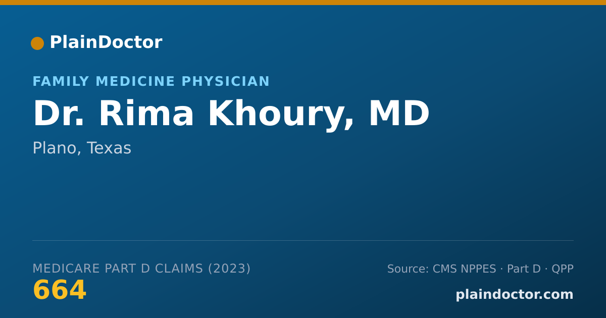 Shareable card for Rima Khoury, MD - Family Medicine Physician, Plano, TX