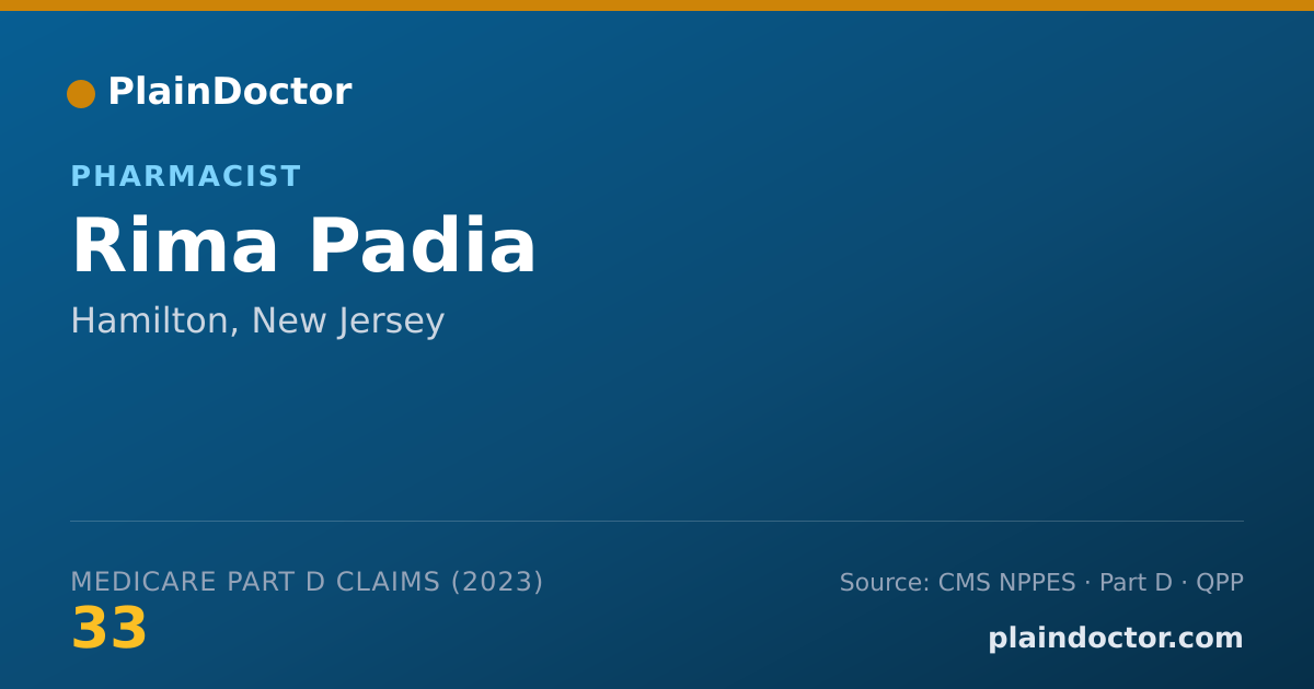 Shareable card for Rima Padia - Pharmacist, Hamilton, NJ