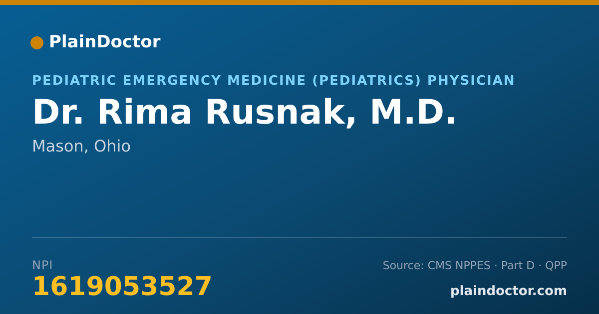 Shareable card for Rima Rusnak, M.D. - Pediatric Emergency Medicine (Pediatrics) Physician, Mason, OH