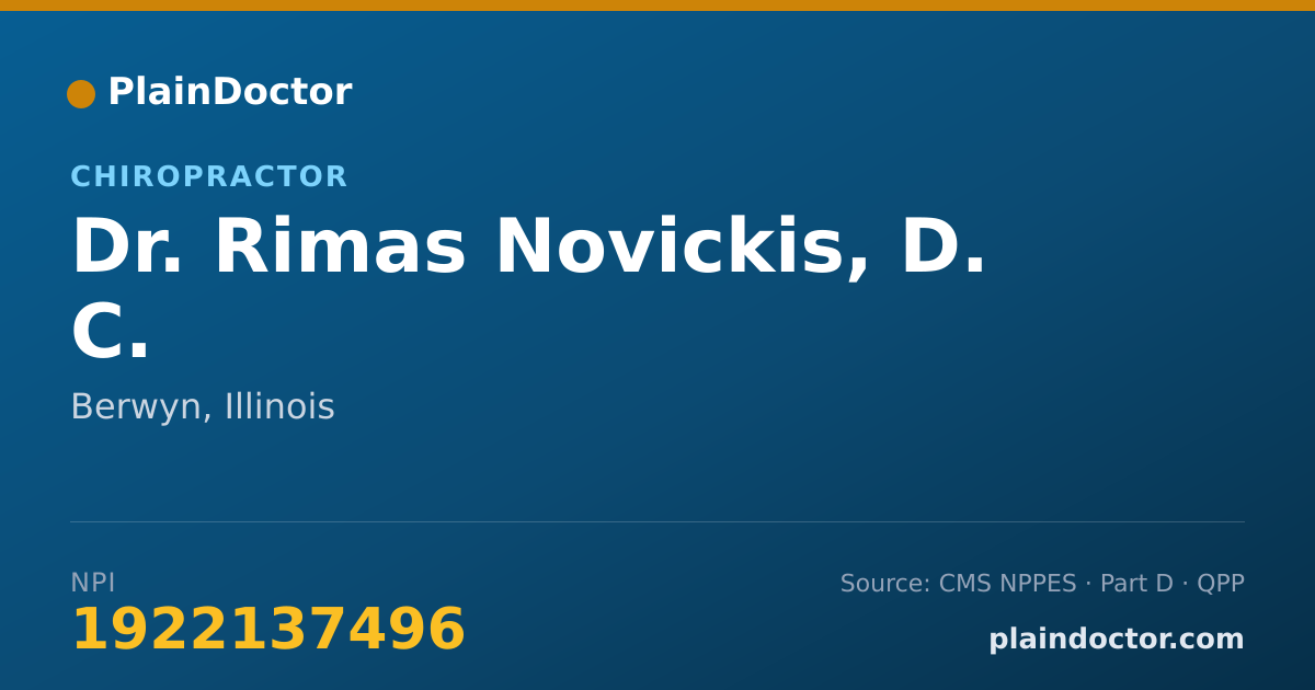 Shareable card for Rimas Novickis, D. C. - Chiropractor, Berwyn, IL