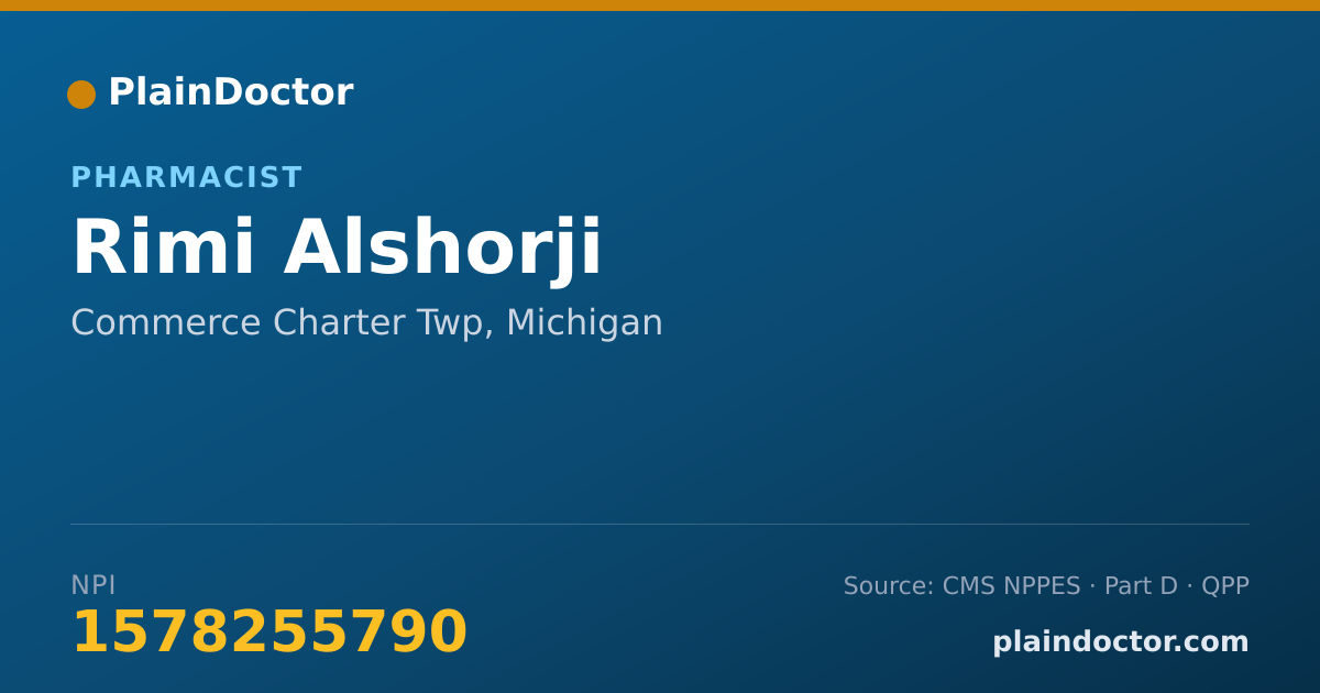 Shareable card for Rimi Alshorji - Pharmacist, Commerce Charter Twp, MI