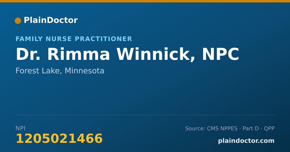Shareable card for Rimma Winnick, NPC - Family Nurse Practitioner, Forest Lake, MN