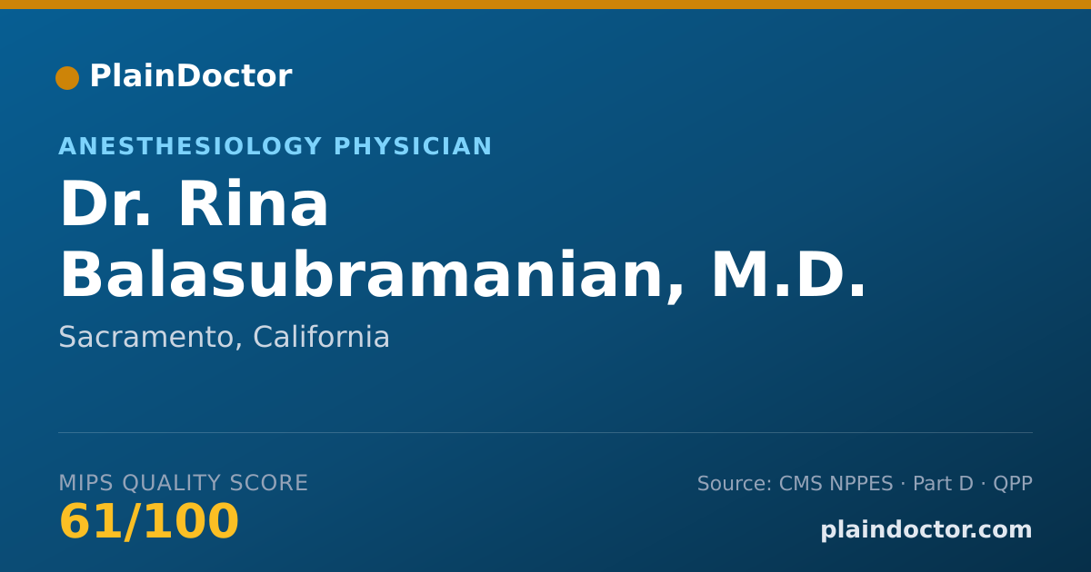 Shareable card for Rina Balasubramanian, M.D. - Anesthesiology Physician, Sacramento, CA