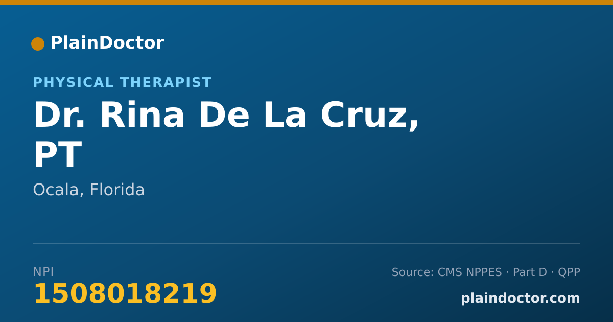 Shareable card for Rina De La Cruz, PT - Physical Therapist, Ocala, FL