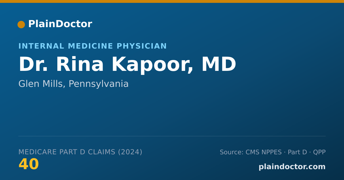 Shareable card for Rina Kapoor, MD - Internal Medicine Physician, Glen Mills, PA
