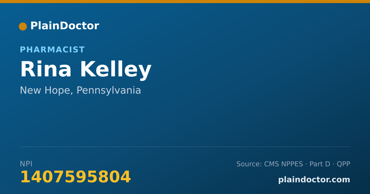 Shareable card for Rina Kelley - Pharmacist, New Hope, PA