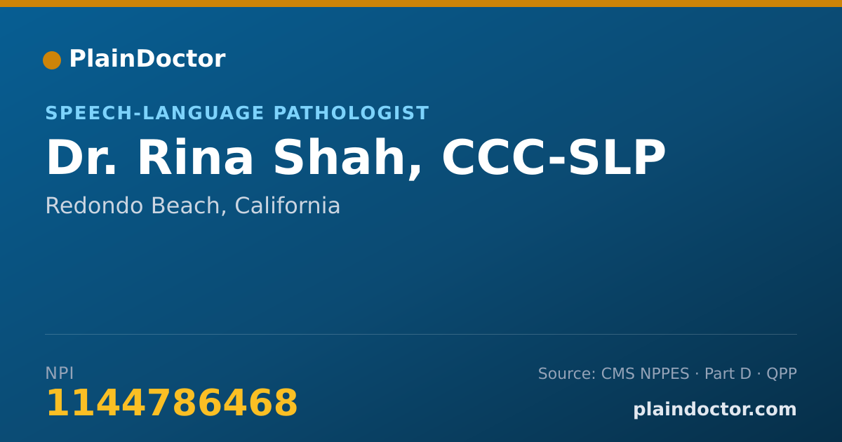 Shareable card for Rina Shah, CCC-SLP - Speech-Language Pathologist, Redondo Beach, CA