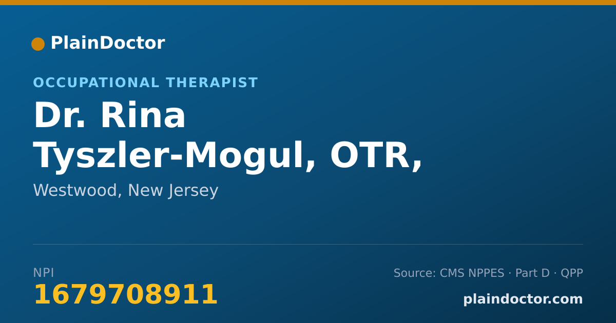 Shareable card for Rina Tyszler-Mogul, OTR, CLT - Occupational Therapist, Westwood, NJ