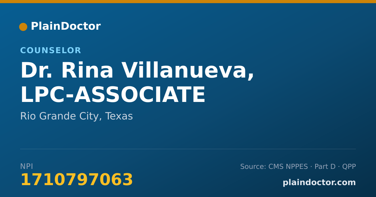 Shareable card for Rina Villanueva, LPC-ASSOCIATE - Counselor, Rio Grande City, TX