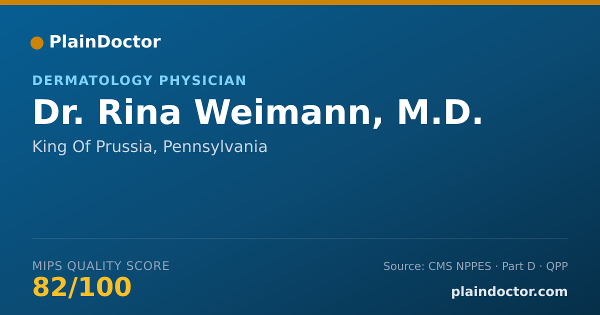 Shareable card for Rina Weimann, M.D. - Internal Medicine Physician, King Of Prussia, PA