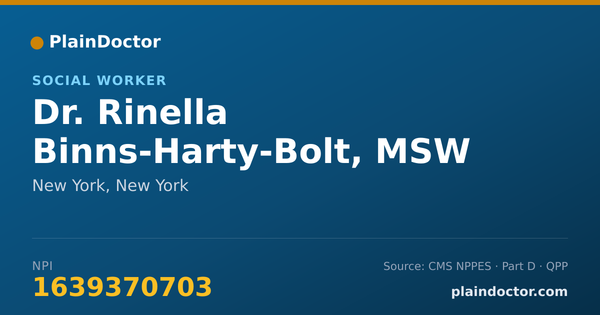 Shareable card for Rinella Binns-Harty-Bolt, MSW - Social Worker, New York, NY