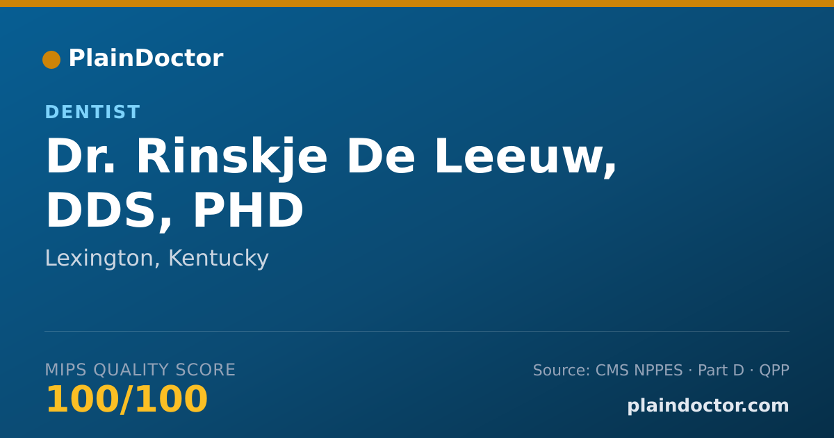 Shareable card for Rinskje De Leeuw, DDS, PHD - Dentist, Lexington, KY