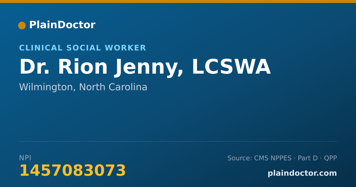 Shareable card for Rion Jenny, LCSWA - Clinical Social Worker, Wilmington, NC