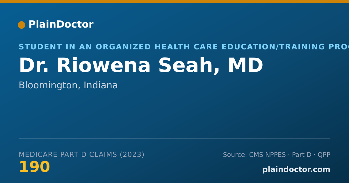 Shareable card for Riowena Seah, MD - Student in an Organized Health Care Education/Training Program, Bloomington, IN