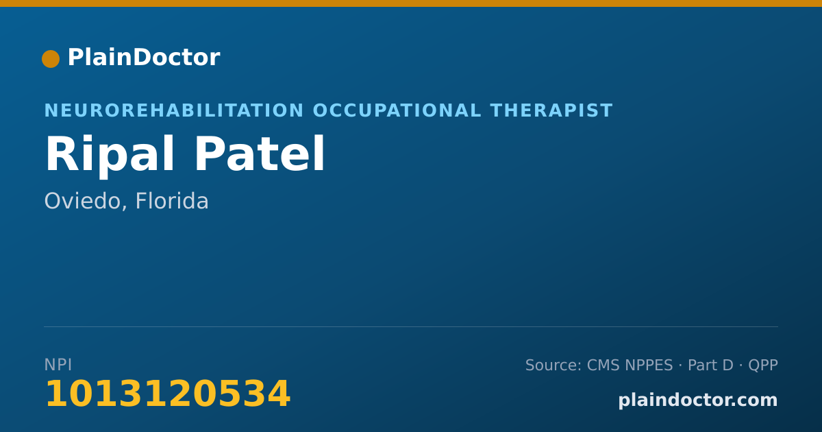 Shareable card for Ripal Patel - Neurorehabilitation Occupational Therapist, Oviedo, FL