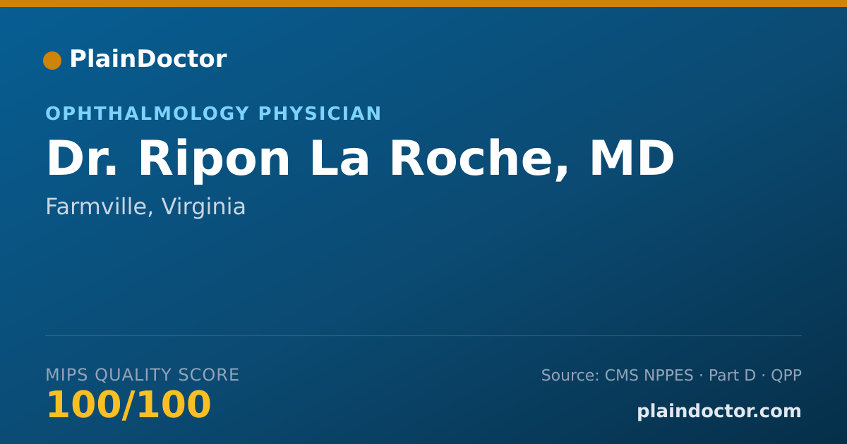 Shareable card for Ripon La Roche, MD - Ophthalmology Physician, Farmville, VA