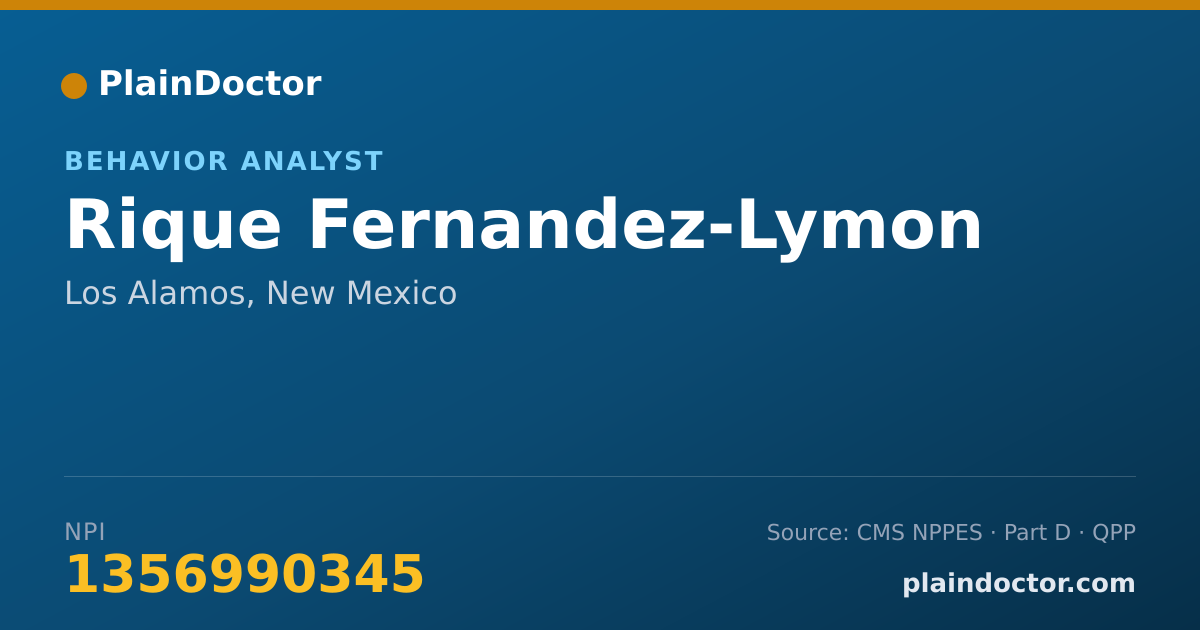 Shareable card for Rique Fernandez-Lymon - Behavior Analyst, Los Alamos, NM