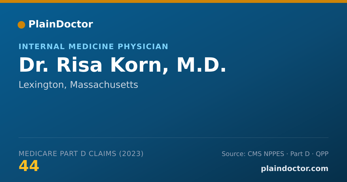 Shareable card for Risa Korn, M.D. - Internal Medicine Physician, Lexington, MA