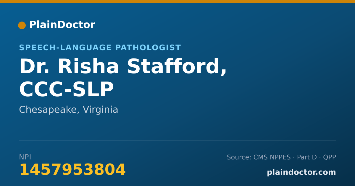 Shareable card for Risha Stafford, CCC-SLP - Speech-Language Pathologist, Chesapeake, VA