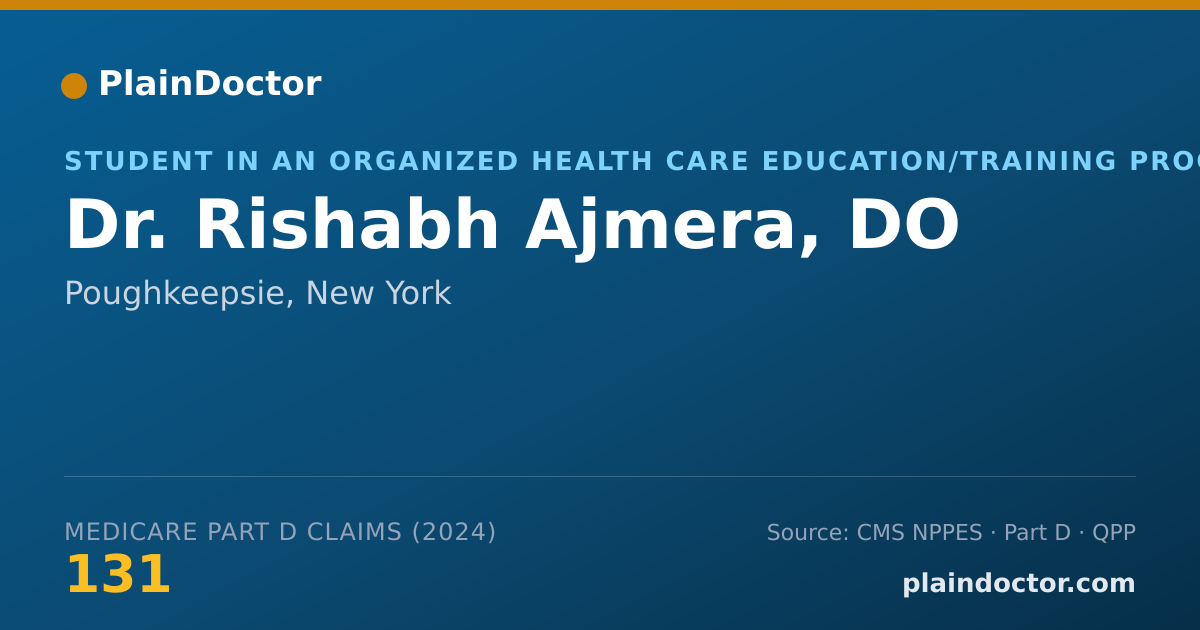 Shareable card for Rishabh Ajmera, DO - Student in an Organized Health Care Education/Training Program, Poughkeepsie, NY
