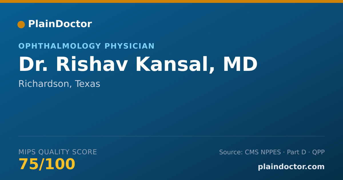 Shareable card for Rishav Kansal, MD - Ophthalmology Physician, Richardson, TX
