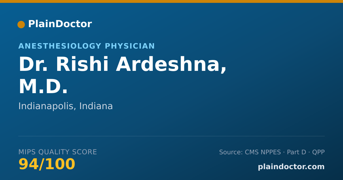 Shareable card for Rishi Ardeshna, M.D. - Anesthesiology Physician, Indianapolis, IN