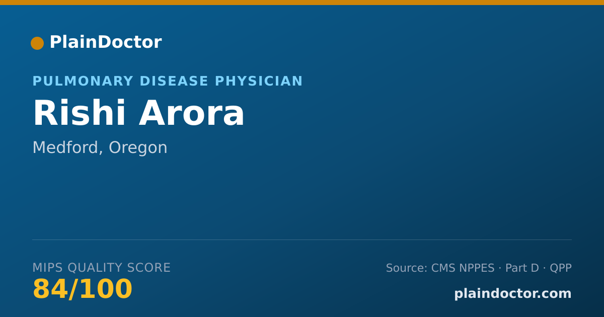 Shareable card for Rishi Arora - Pulmonary Disease Physician, Medford, OR
